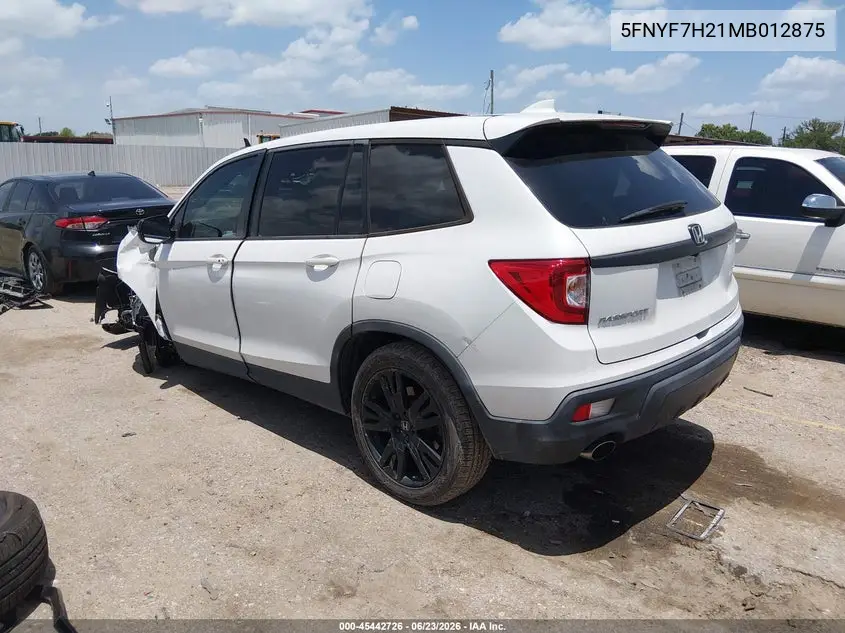 2021 Honda Passport 2Wd Sport VIN: 5FNYF7H21MB012875 Lot: 45442726
