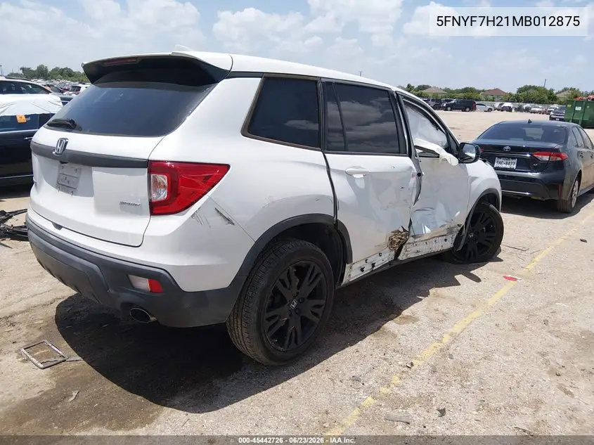 2021 Honda Passport 2Wd Sport VIN: 5FNYF7H21MB012875 Lot: 45442726