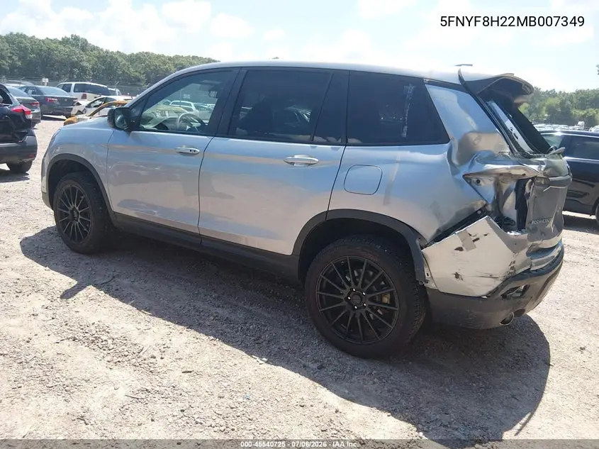 2021 Honda Passport Awd Sport VIN: 5FNYF8H22MB007349 Lot: 45540725