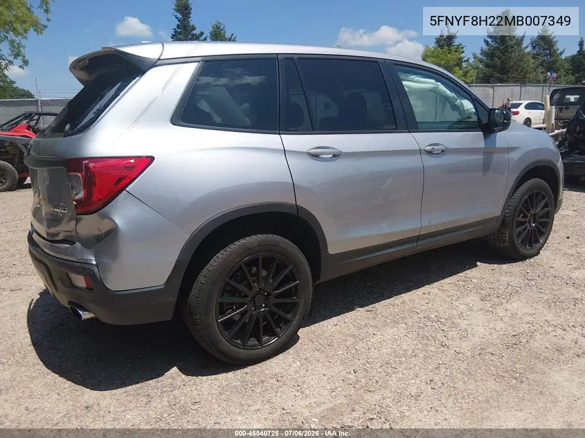 2021 Honda Passport Awd Sport VIN: 5FNYF8H22MB007349 Lot: 45540725