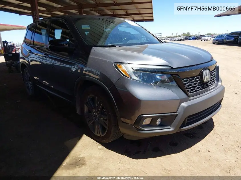 2021 Honda Passport 2Wd Ex-L VIN: 5FNYF7H56MB000666 Lot: 45547292