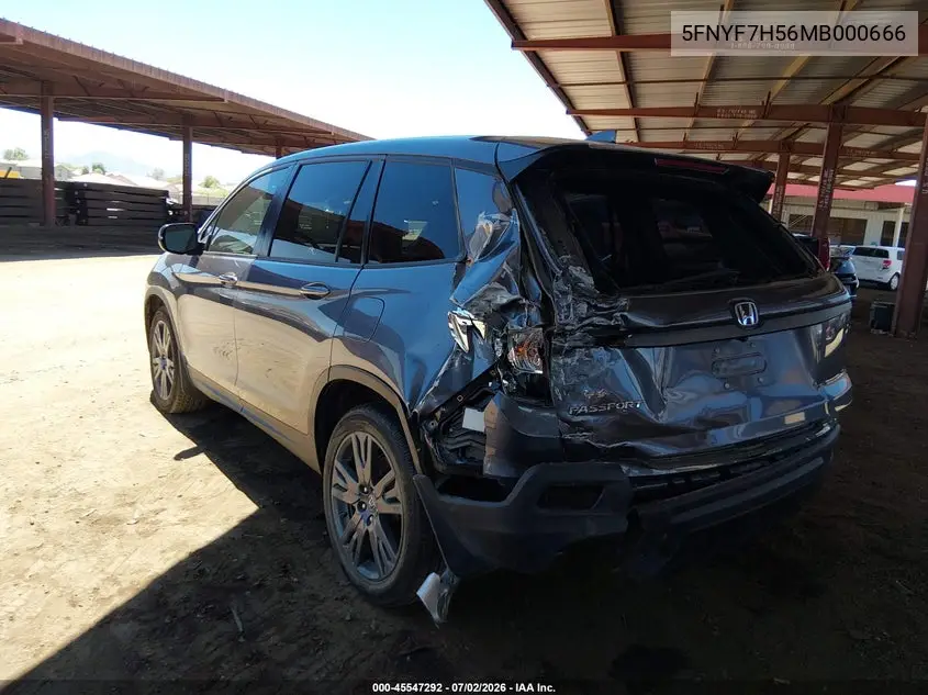 2021 Honda Passport 2Wd Ex-L VIN: 5FNYF7H56MB000666 Lot: 45547292