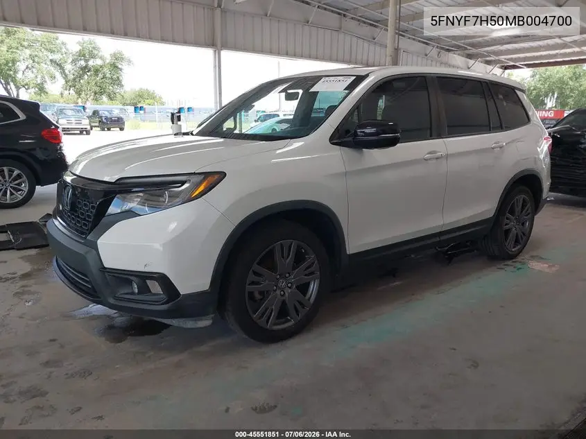2021 Honda Passport 2Wd Ex-L VIN: 5FNYF7H50MB004700 Lot: 45551851