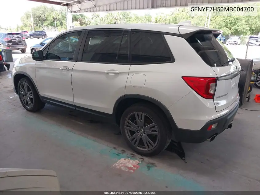 2021 Honda Passport 2Wd Ex-L VIN: 5FNYF7H50MB004700 Lot: 45551851