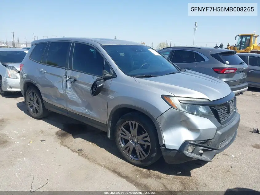 2021 Honda Passport 2Wd Ex-L VIN: 5FNYF7H56MB008265 Lot: 45552051