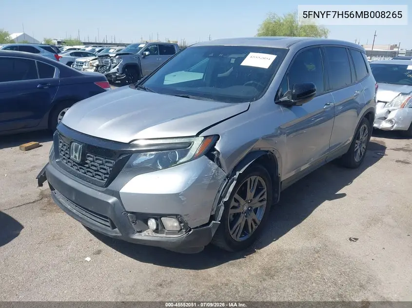 2021 Honda Passport 2Wd Ex-L VIN: 5FNYF7H56MB008265 Lot: 45552051