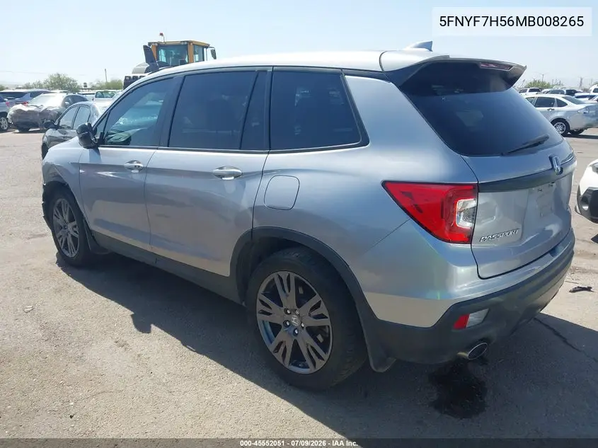 2021 Honda Passport 2Wd Ex-L VIN: 5FNYF7H56MB008265 Lot: 45552051