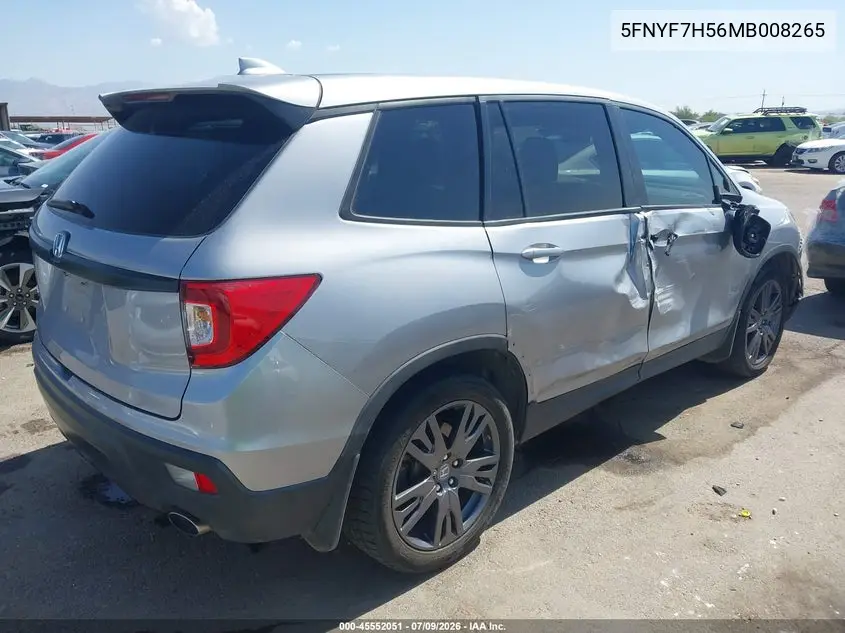 2021 Honda Passport 2Wd Ex-L VIN: 5FNYF7H56MB008265 Lot: 45552051
