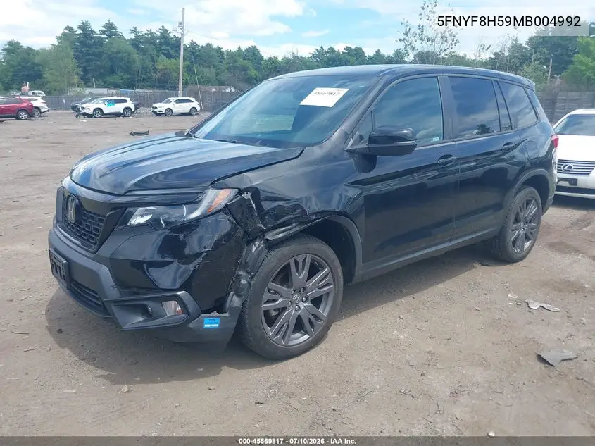 2021 Honda Passport Awd Ex-L VIN: 5FNYF8H59MB004992 Lot: 45569817