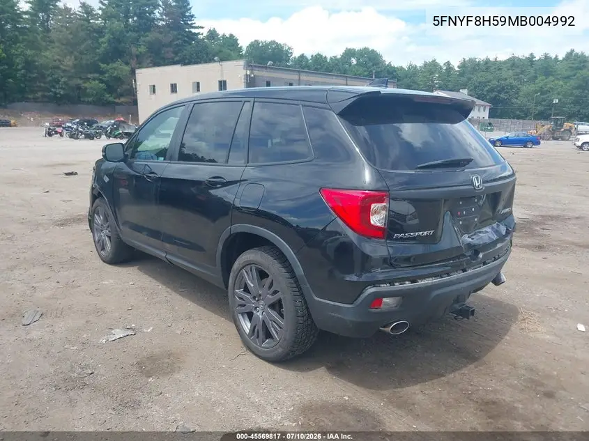 2021 Honda Passport Awd Ex-L VIN: 5FNYF8H59MB004992 Lot: 45569817