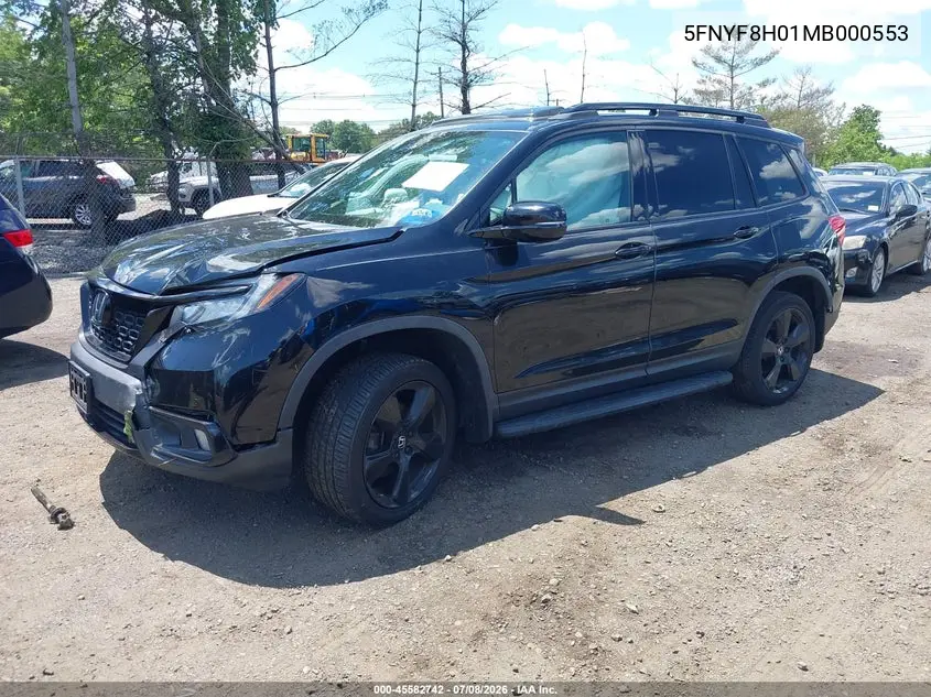 2021 Honda Passport Awd Elite VIN: 5FNYF8H01MB000553 Lot: 45582742