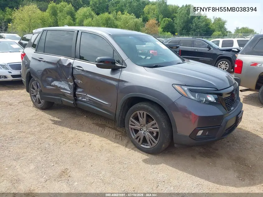 2021 Honda Passport Awd Ex-L VIN: 5FNYF8H55MB038394 Lot: 45601691