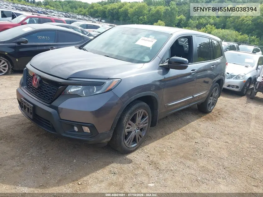 2021 Honda Passport Awd Ex-L VIN: 5FNYF8H55MB038394 Lot: 45601691