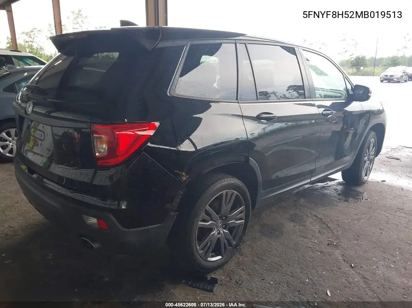 2021 Honda Passport Awd Ex-L VIN: 5FNYF8H52MB019513 Lot: 45622608