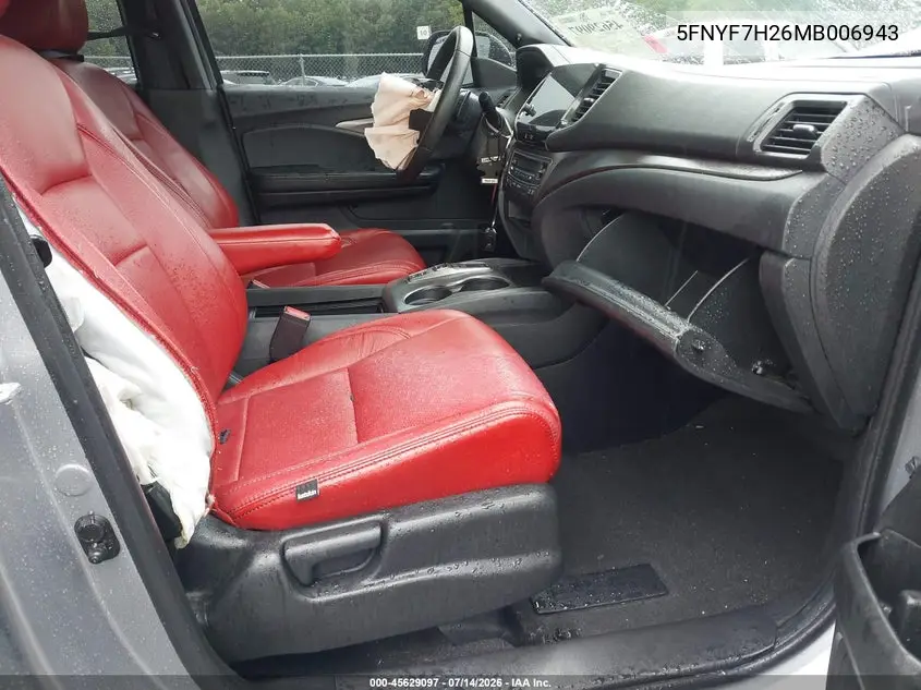 2021 Honda Passport 2Wd Sport VIN: 5FNYF7H26MB006943 Lot: 45629097
