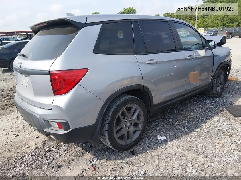 2022 Honda Passport 2Wd Ex-L VIN: 5FNYF7H54NB001929 Lot: 45122615