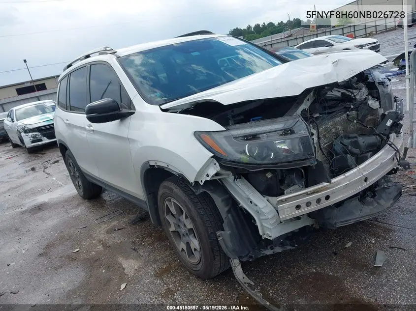 2022 Honda Passport Awd Trailsport VIN: 5FNYF8H60NB026728 Lot: 45150597