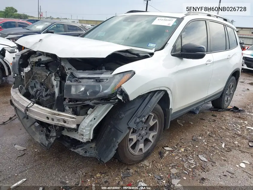 2022 Honda Passport Awd Trailsport VIN: 5FNYF8H60NB026728 Lot: 45150597
