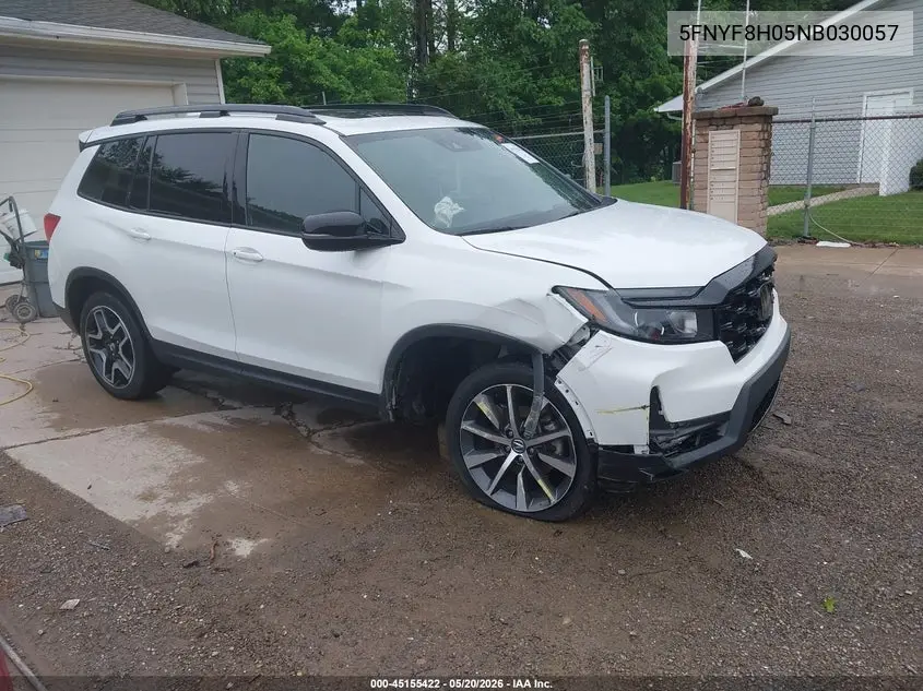 2022 Honda Passport Awd Elite VIN: 5FNYF8H05NB030057 Lot: 45155422