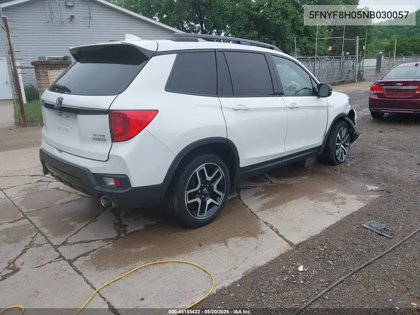 2022 Honda Passport Awd Elite VIN: 5FNYF8H05NB030057 Lot: 45155422