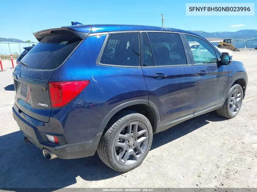 2022 Honda Passport Awd Ex-L VIN: 5FNYF8H50NB023996 Lot: 45291375