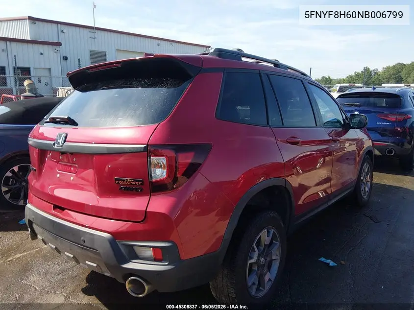 2022 Honda Passport Awd Trailsport VIN: 5FNYF8H60NB006799 Lot: 45308837