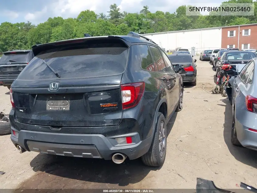 2022 Honda Passport Awd Trailsport VIN: 5FNYF8H61NB025460 Lot: 45350730