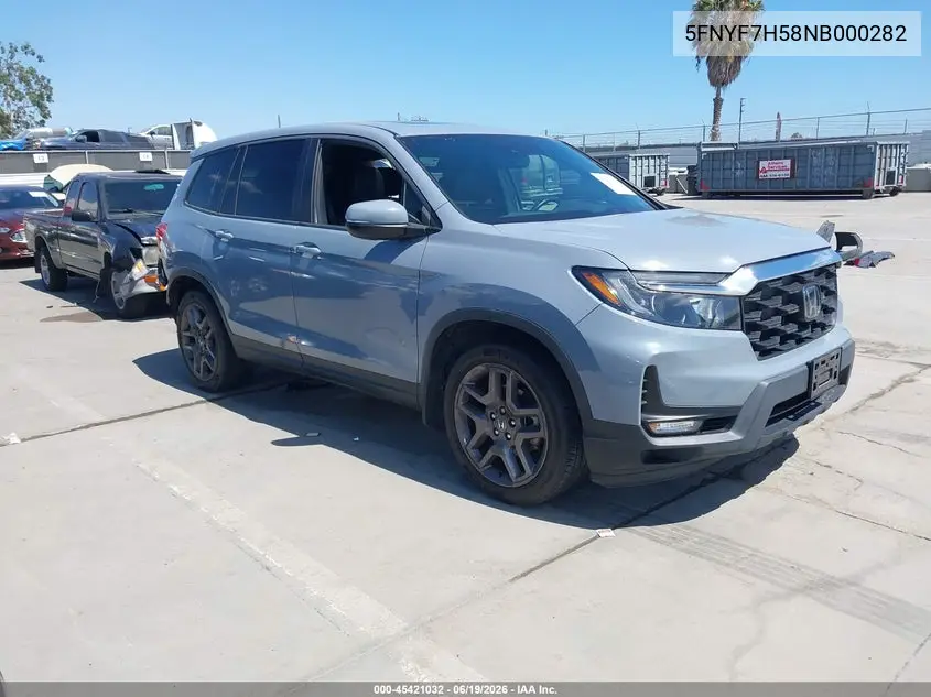 2022 Honda Passport 2Wd Ex-L VIN: 5FNYF7H58NB000282 Lot: 45421032