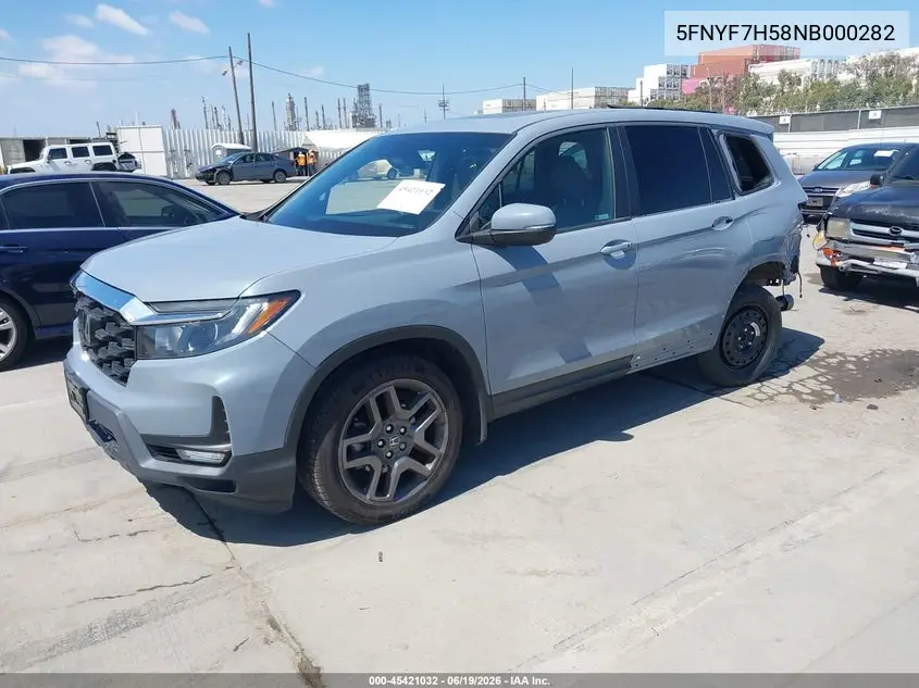 2022 Honda Passport 2Wd Ex-L VIN: 5FNYF7H58NB000282 Lot: 45421032