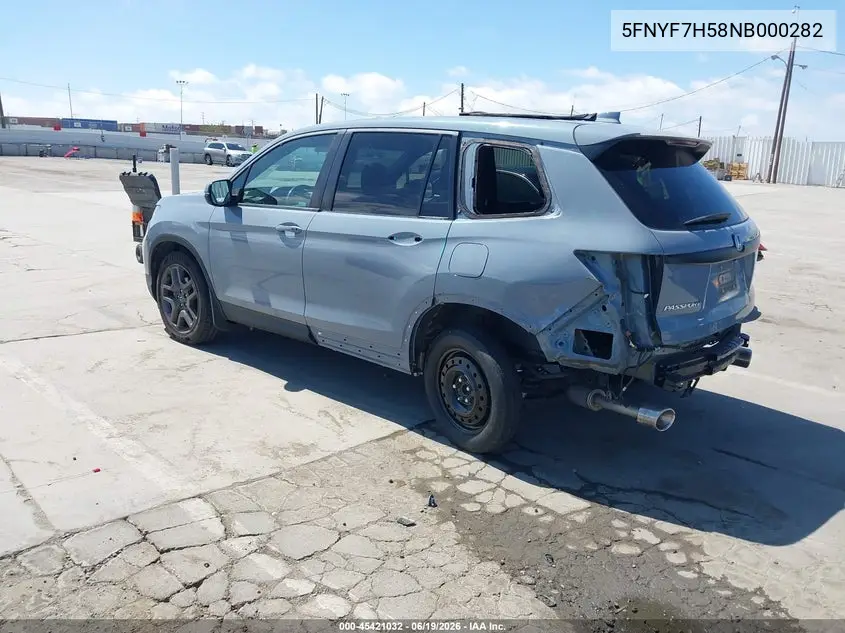 2022 Honda Passport 2Wd Ex-L VIN: 5FNYF7H58NB000282 Lot: 45421032