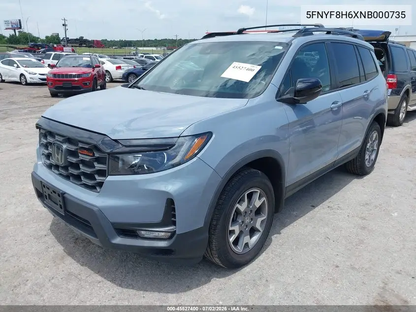2022 Honda Passport Awd Trailsport VIN: 5FNYF8H6XNB000735 Lot: 45527400