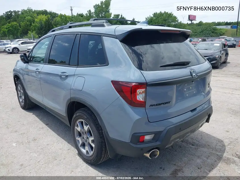 2022 Honda Passport Awd Trailsport VIN: 5FNYF8H6XNB000735 Lot: 45527400