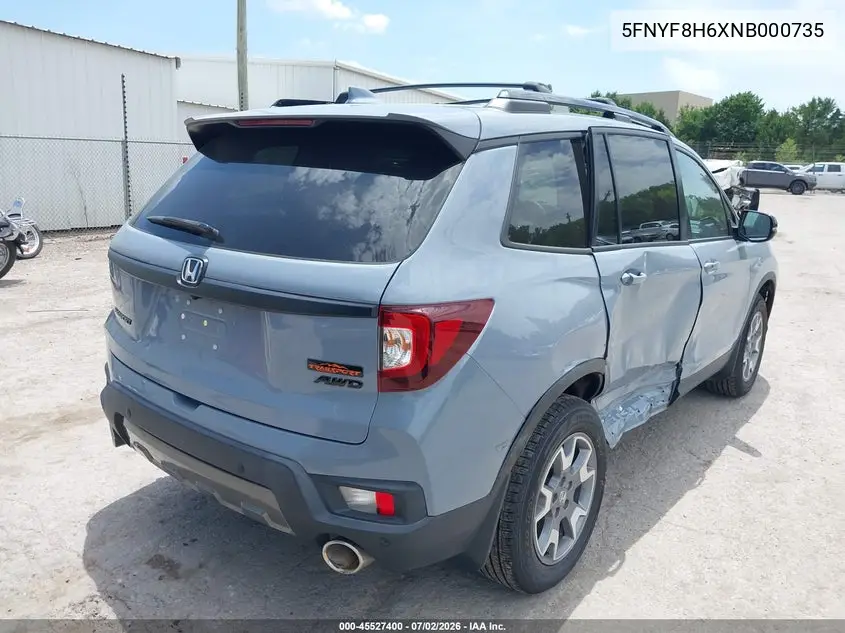 2022 Honda Passport Awd Trailsport VIN: 5FNYF8H6XNB000735 Lot: 45527400