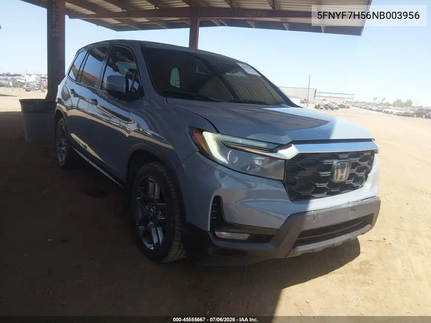 2022 Honda Passport 2Wd Ex-L VIN: 5FNYF7H56NB003956 Lot: 45555667