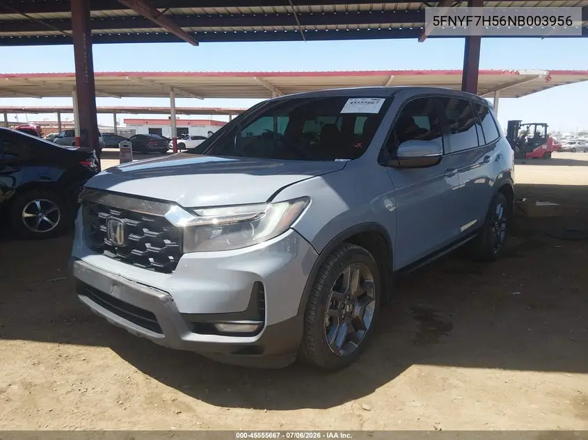 2022 Honda Passport 2Wd Ex-L VIN: 5FNYF7H56NB003956 Lot: 45555667