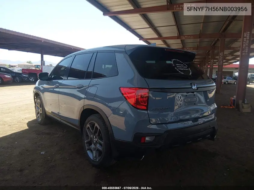 2022 Honda Passport 2Wd Ex-L VIN: 5FNYF7H56NB003956 Lot: 45555667