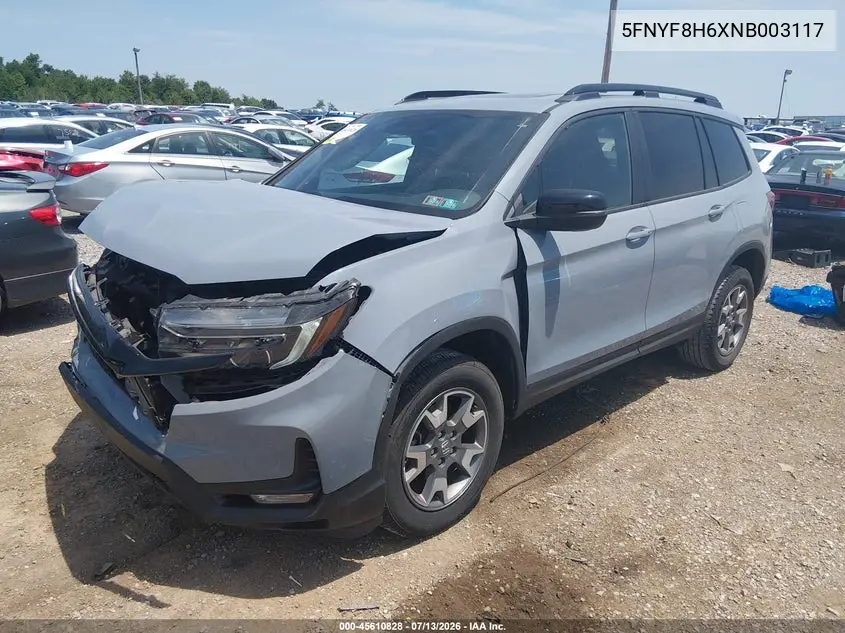 2022 Honda Passport Awd Trailsport VIN: 5FNYF8H6XNB003117 Lot: 45610828