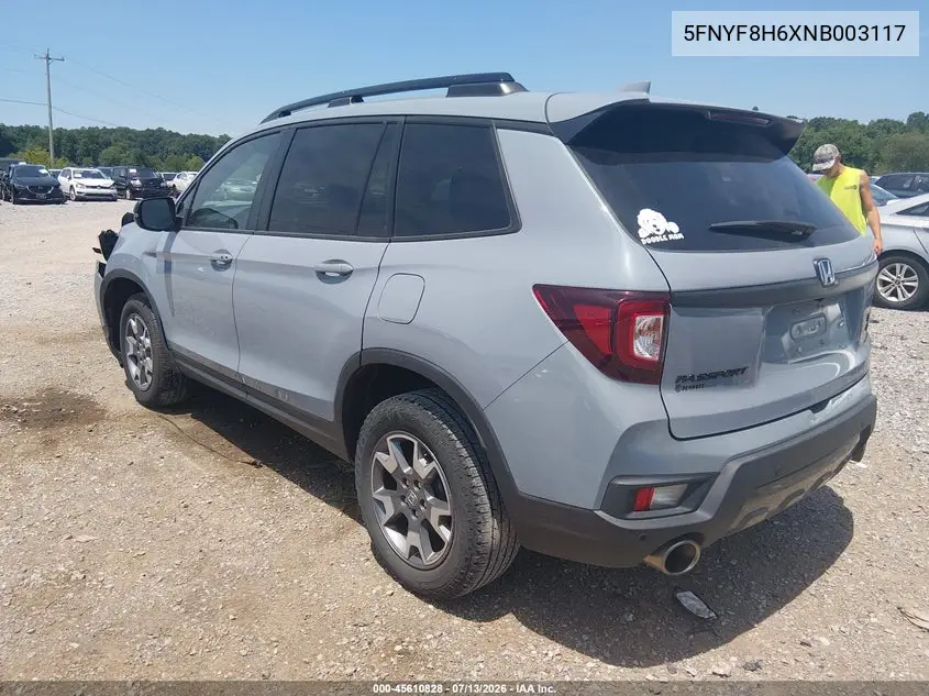 2022 Honda Passport Awd Trailsport VIN: 5FNYF8H6XNB003117 Lot: 45610828