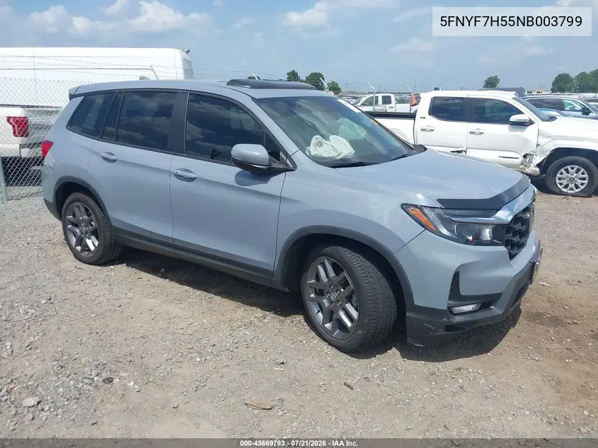 2022 Honda Passport 2Wd Ex-L VIN: 5FNYF7H55NB003799 Lot: 45669783