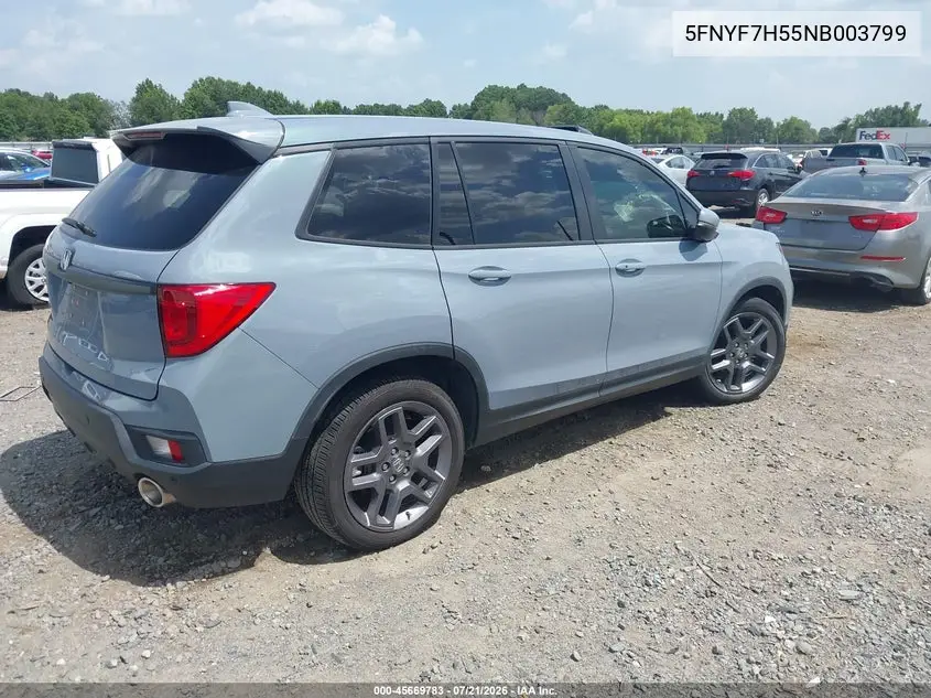 2022 Honda Passport 2Wd Ex-L VIN: 5FNYF7H55NB003799 Lot: 45669783