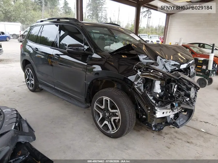 2023 Honda Passport Awd Elite VIN: 5FNYF8H03PB029184 Lot: 45579462
