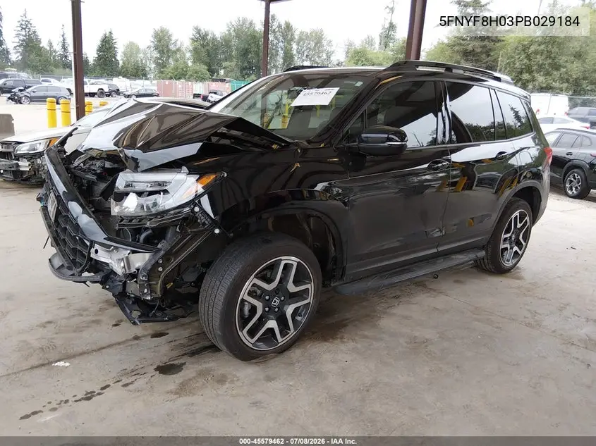 2023 Honda Passport Awd Elite VIN: 5FNYF8H03PB029184 Lot: 45579462