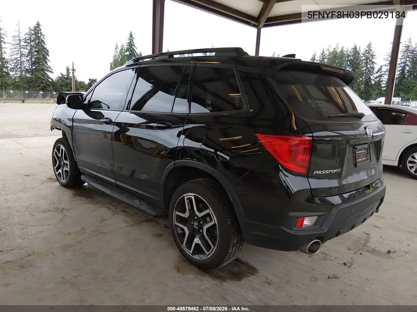 2023 Honda Passport Awd Elite VIN: 5FNYF8H03PB029184 Lot: 45579462