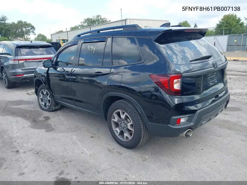 2023 Honda Passport Awd Trailsport VIN: 5FNYF8H61PB007138 Lot: 45689194