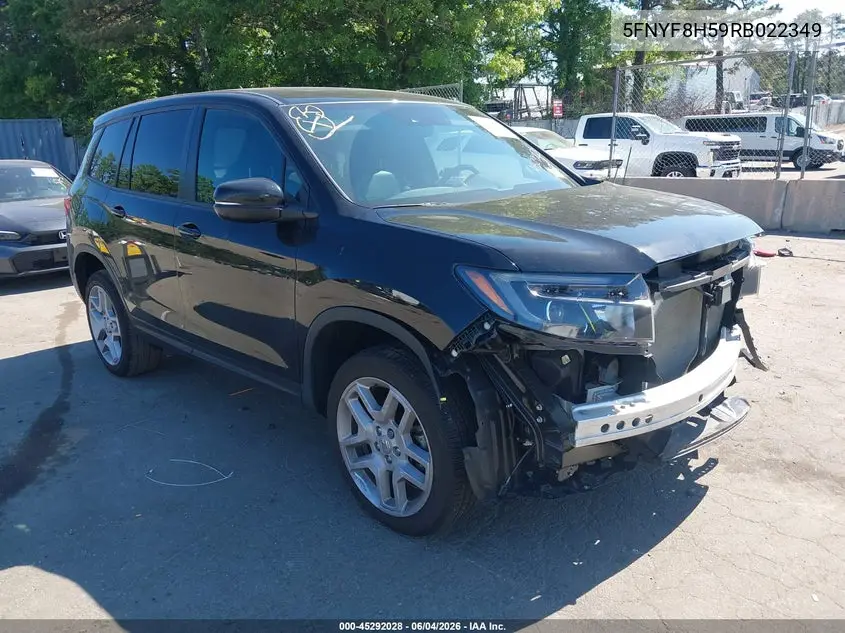 2024 Honda Passport Awd Ex-L VIN: 5FNYF8H59RB022349 Lot: 45292028