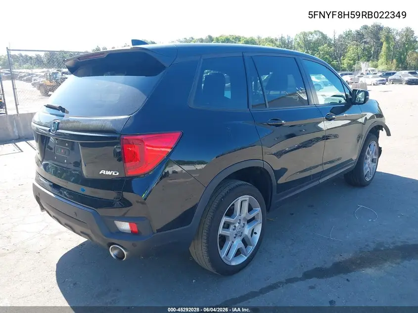 2024 Honda Passport Awd Ex-L VIN: 5FNYF8H59RB022349 Lot: 45292028