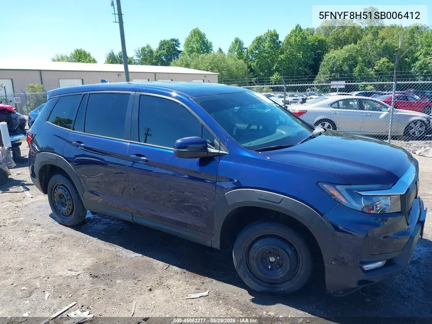 2025 Honda Passport Awd Ex-L VIN: 5FNYF8H51SB006412 Lot: 45062277