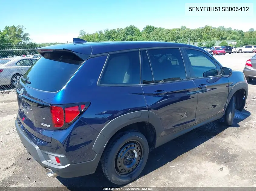 2025 Honda Passport Awd Ex-L VIN: 5FNYF8H51SB006412 Lot: 45062277