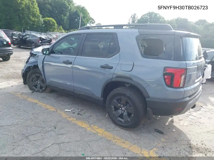 2026 Honda Passport Awd Rtl/Awd Rtl Blackout/Awd Rtl Towing VIN: 5FNYF9H30TB026723 Lot: 45174581