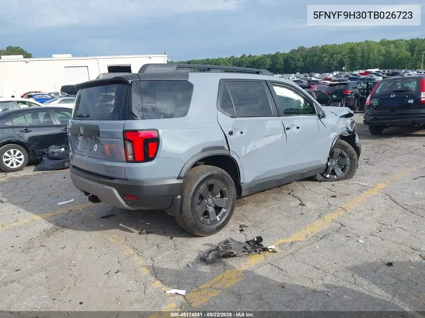 2026 Honda Passport Awd Rtl/Awd Rtl Blackout/Awd Rtl Towing VIN: 5FNYF9H30TB026723 Lot: 45174581
